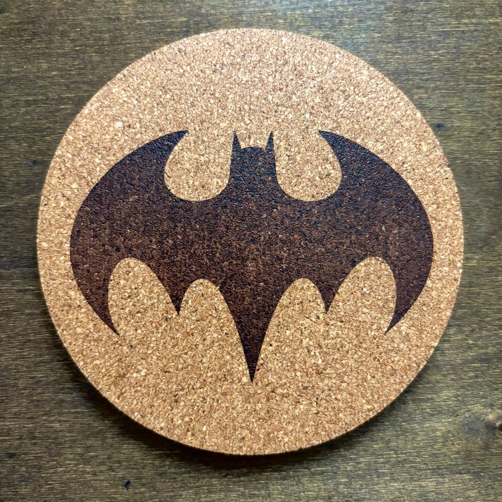 Batman Michael Keaton Logo Laser Engraved Cork Coaster